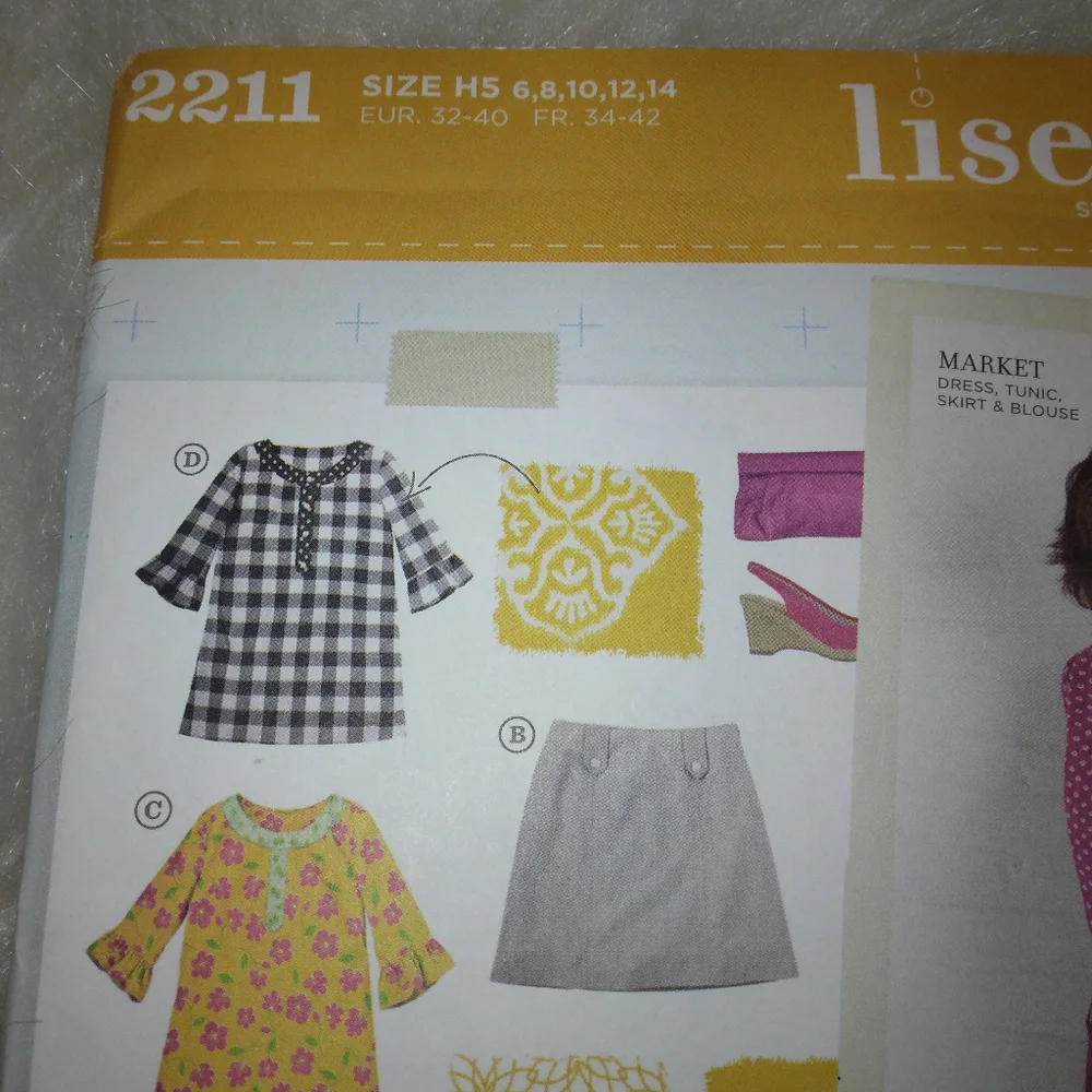 SIMPLICITY 2211 Sz 6-14 Lisette Sew Your Style Market Dress Tunic Skirt Blouse